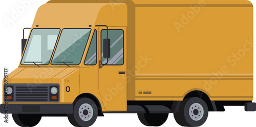Yellow Delivery Truck Isolated on Transparent Background for Logistics and Transport Concept
