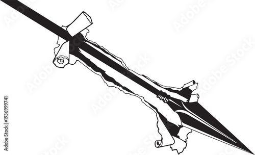 Ancient Scroll Spearhead Vector Illustration Historical Weapon Medieval Fantasy