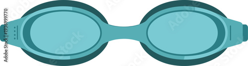Modern teal swimming goggles on white background for swimming gear concept