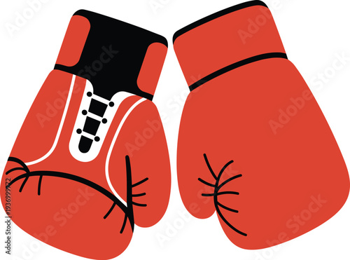 Vibrant red boxing gloves on white background for boxing and fitness concept
