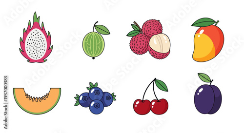 Colorful fruits collection illustration