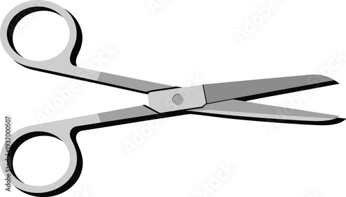 Modern gray scissors isolated on transparent background for cutting and crafting concept