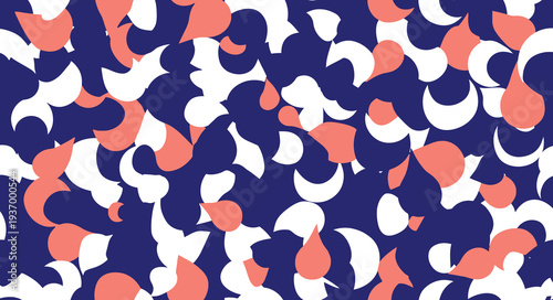 Abstract pattern with orange white and blue shapes