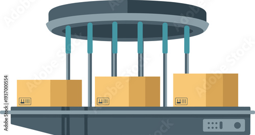 Efficient package scanning and sorting system in modern logistics warehouse concept