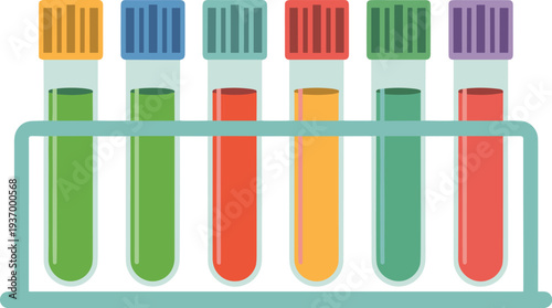 Colorful test tubes in rack for laboratory research and science experiment concept