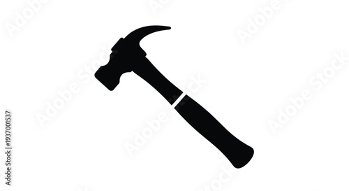 A black silhouette of a claw hammer on a white background