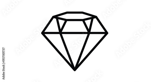 Simple black and white illustration of a faceted diamond gemstone