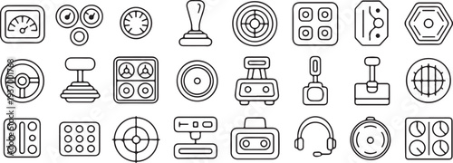 controller line icons set vector illustration