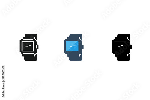 Collection of three distinct watch icons representing different styles and eras of timekeeping