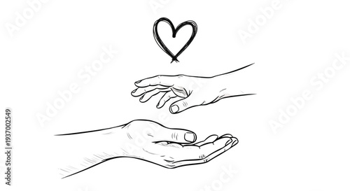Helping hand support community concept sketch art