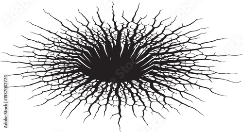 Black Hole Cracked Ground Effect Vector Graphic Illustration
