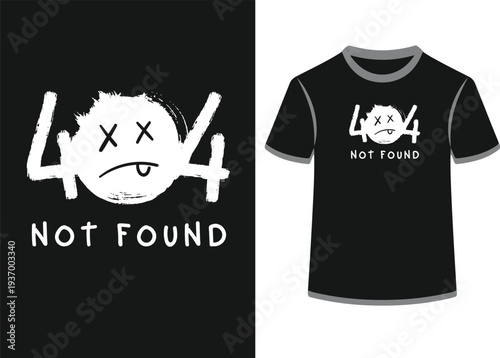 404 error not found typography t-shirt design with sad face illustration graphic