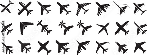 airplane aircraft silhouettes vector design set
