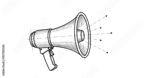 Loudspeaker sound communication technical sketch art