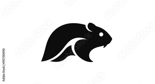 Stylized black rodent icon on white