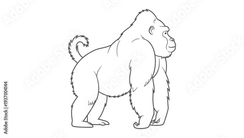Majestic Silverback Gorilla: An artistic illustration of a powerful silverback gorilla, showcasing its strength and imposing presence.