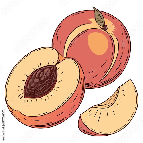 Ultra realistic of a nectarine with glossy fruit sliced