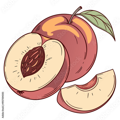 Ultra realistic of a nectarine with glossy fruit sliced 1