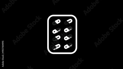 A stylized illustration depicting a pack of pills on a stark black background