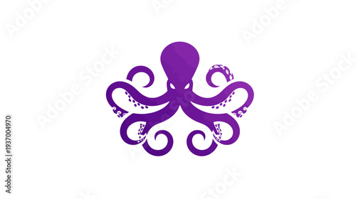 A vibrant purple octopus illustration with pixelated texture, centered on white background