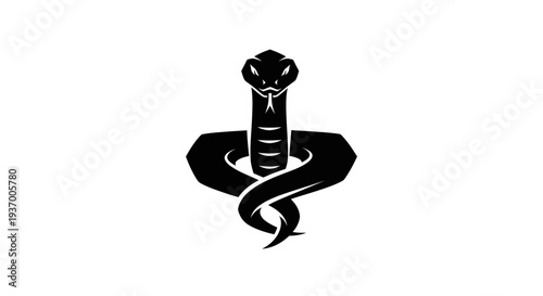 Stylized black snake symbol on white