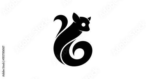 Stylized black squirrel silhouette on white