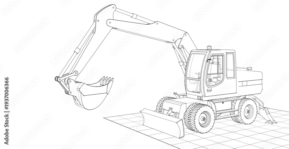 Fototapeta premium excavator symbol sketch 3d illustration