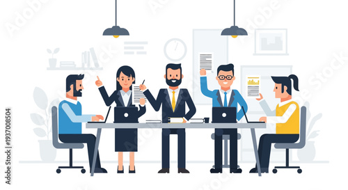 Business Professionals Discussing Around Table.