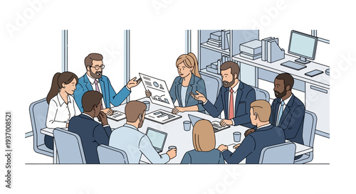 Business Professionals in Meeting Discussion.