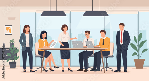 Business Professionals Working Together in Office.