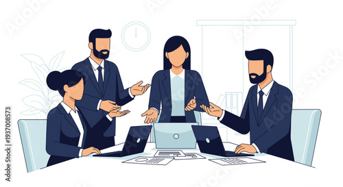 Business Professionals Discussing Project Around Table.