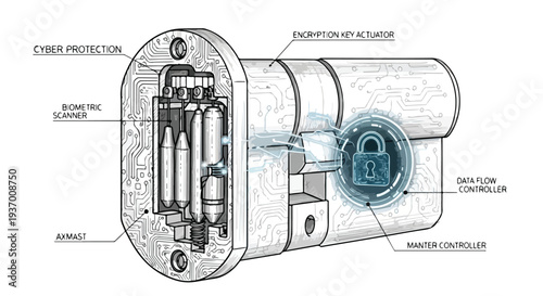 Safe lock padlock combination technology sketch art