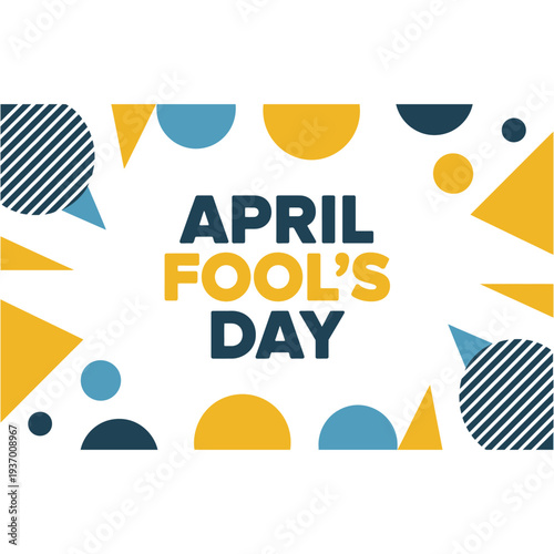 April Fools Day abstract geometric border design holiday