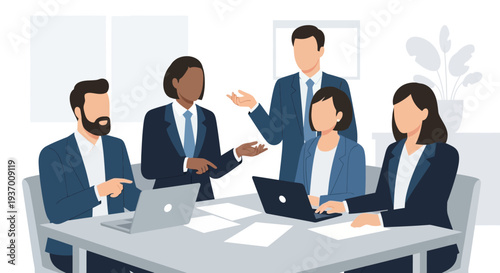 Business Professionals Meeting Around Conference Table.
