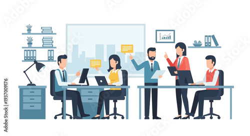 Business Professionals Working Together in Office.