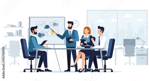 Business Professionals Discussing Project in Meeting Room.