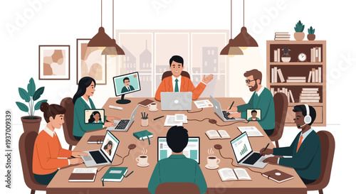 Group of People Working Together on Laptops.