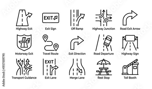 Highway signs and symbols for safe travel and navigation