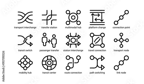 Public transportation symbols collection for efficient commuting