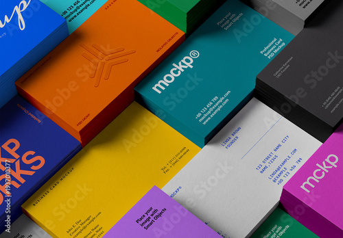 Business Card Mockup - Stacked Top View