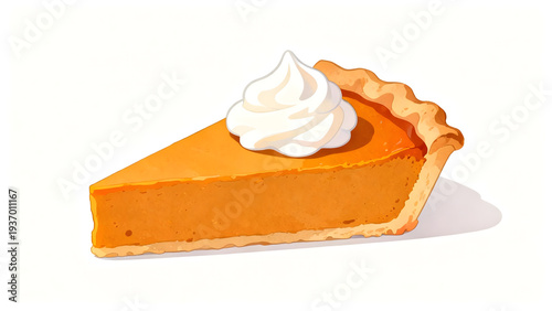 Pumpkin pie slice with whipped cream