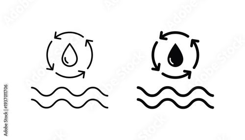 Water treatment icon. Water recycling icon set. Water cycle sign. Water filtration icon. Purification symbols set