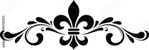 Elegant Fleur de Lis Floral Ornament Vector Divider