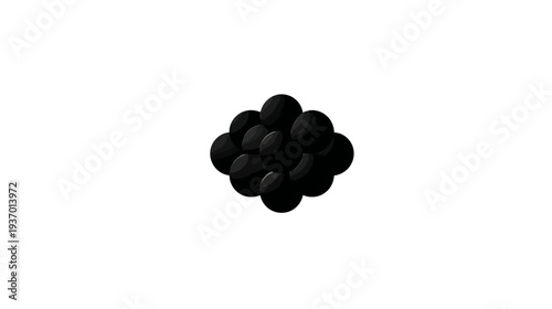 A cluster of dark, rounded shapes, possibly fruit, centered on a white background