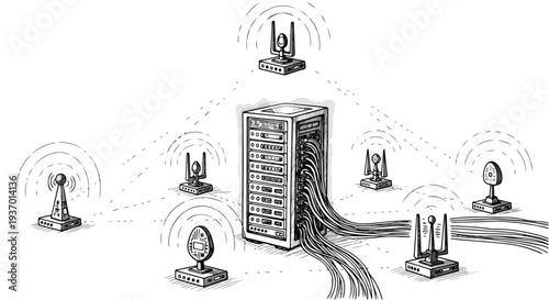 Global data server network technology technical sketch