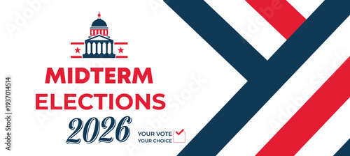 USA Midterm Elections 2026 Modern Patriotic Geometric Banner Design