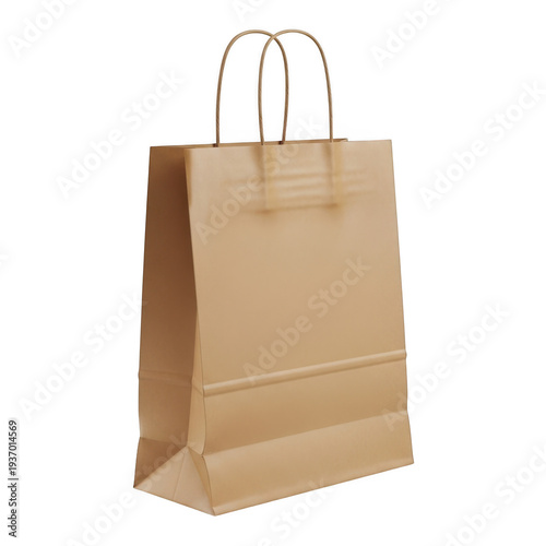 A sturdy brown paper bag with sturdy handles, perfect for carrying groceries or other items. isolated on transparent background