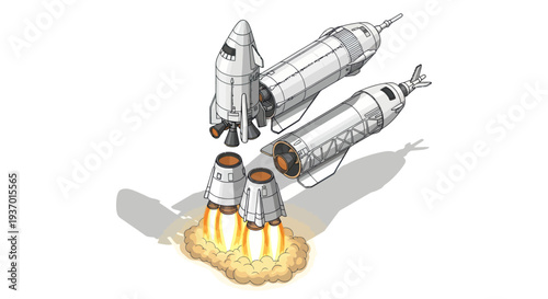 Retro Space Shuttle Fleet Launching