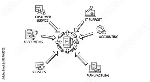 Teamwork puzzle pieces assembly concept sketch art