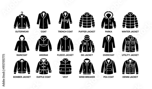 Variety of stylish outerwear: coats, jackets, and vests collection